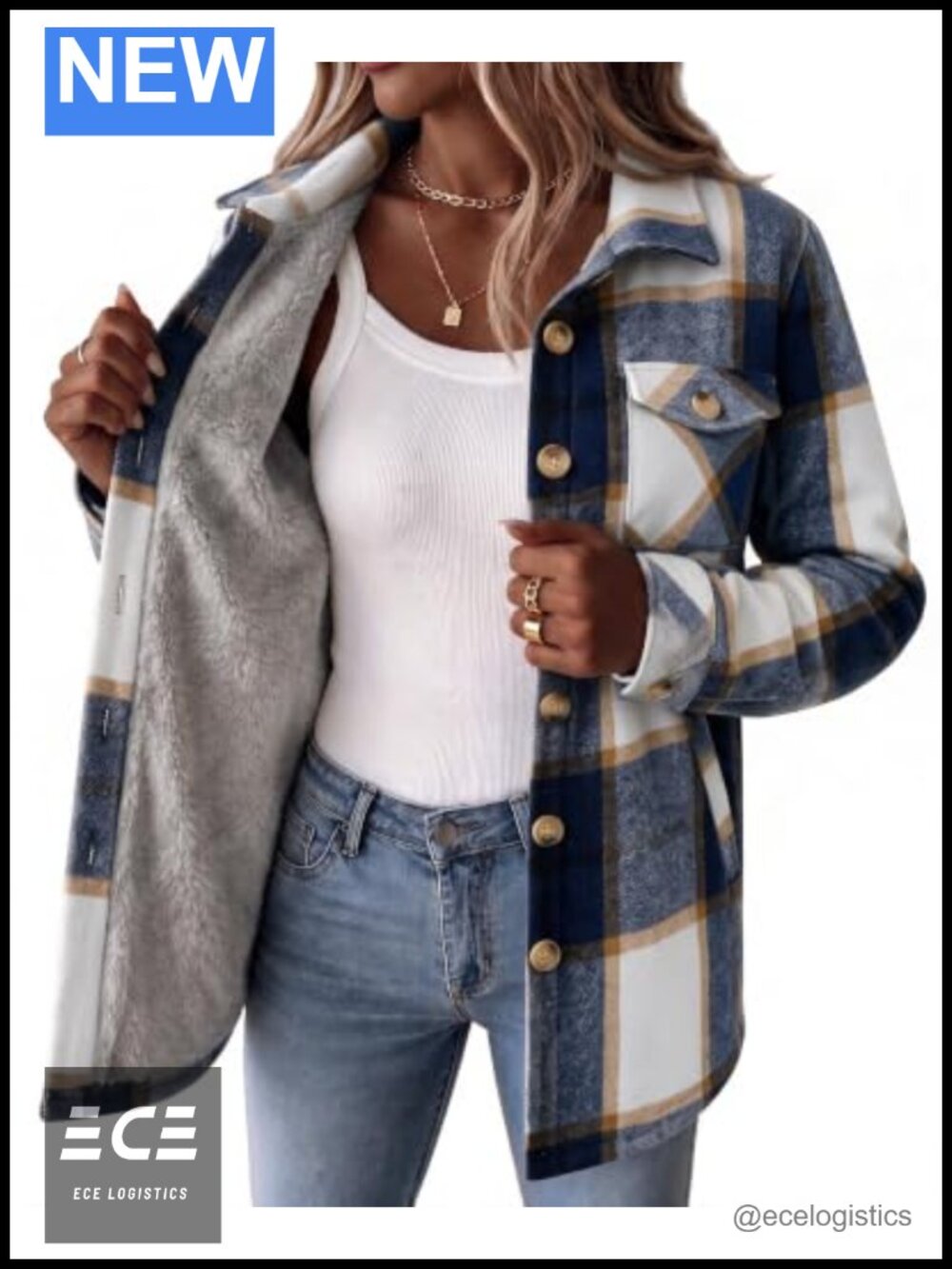 Sherpa Fleece Lined Plaid Flannel Jacket Women Winter Anorak